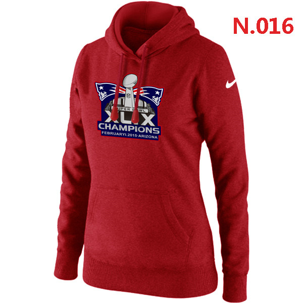 Womens New England Patriots Majestic Red Super Bowl XLIX Pullover Hoodie 