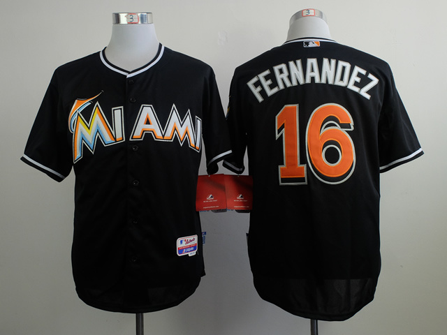 MLB Miami Marlins #16 Fernandez Black Jersey