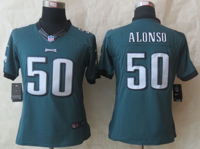 Women New Nike Philadelphia Eagles 50 Alonso Green Limited Jerseys