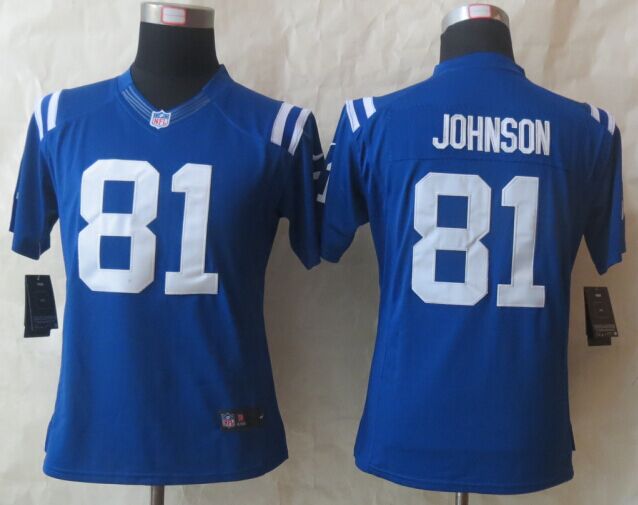 New Women Nike Indianapolis Colts 81 Johnson Blue Elite Jerseys