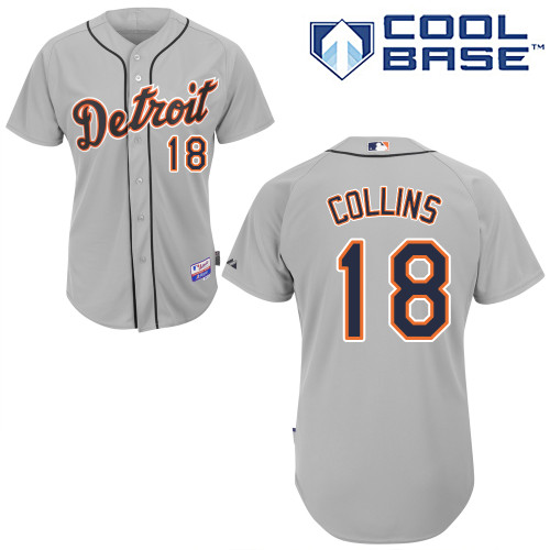 MLB Detroit Tigers #18 Collins Grey Jersey