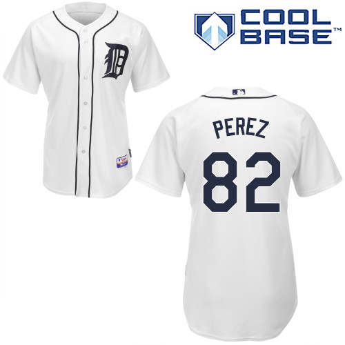 MLB Detroit Tigers #82 Perez White Jersey