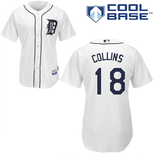 MLB Detroit Tigers #18 Collins White Jersey