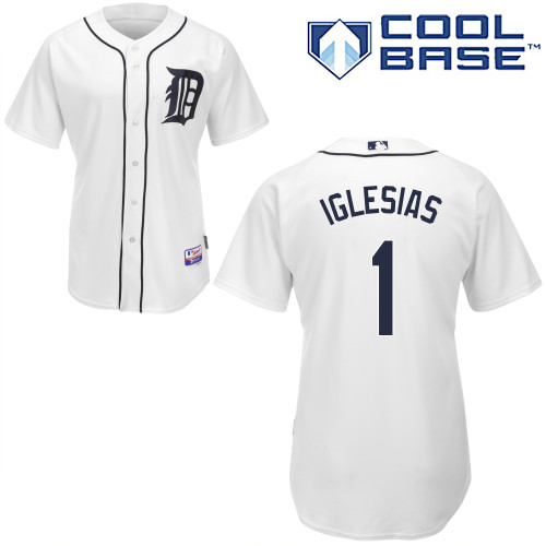 MLB Detroit Tigers #1 Iglesias White Jersey