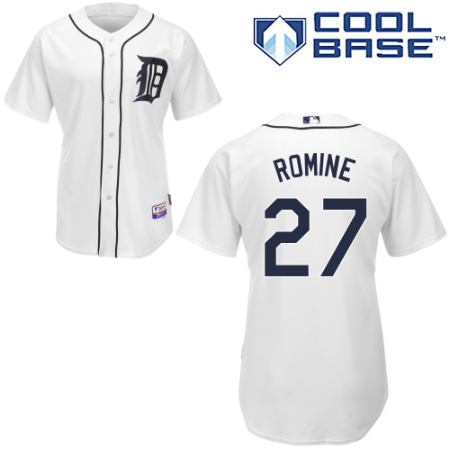 MLB Detroit Tigers #27 Romine White Cool Base Jersey