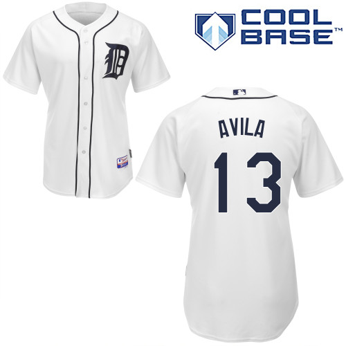 MLB Detroit Tigers #13 Avila White Jersey