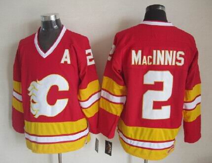 NHL Calgary Flames #2 MacINNIS Red Jersey with A Patch