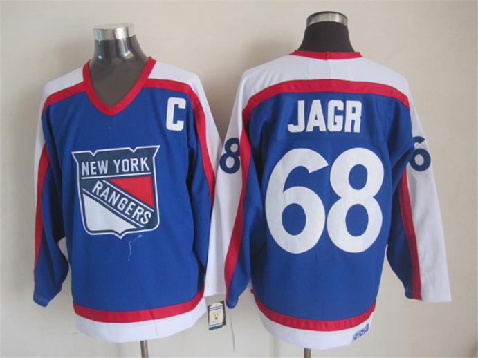 NHL New York Rangers #68 Jagr Blue Jersey with C Patch