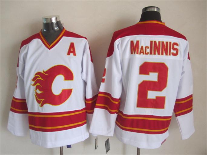 NHL Calgary Flames #2 MacINNIS White Jersey with A Patch
