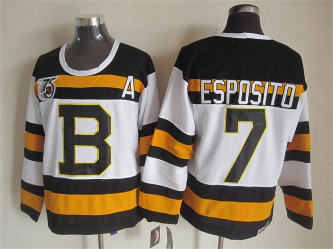 NHL Boston Bruins #7 Esposito White New Jersey 75th Patch