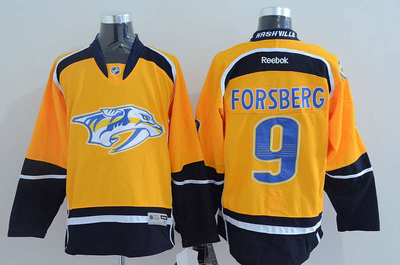 NHL Nashville Predators #9 Forsberg Yellow Jersey
