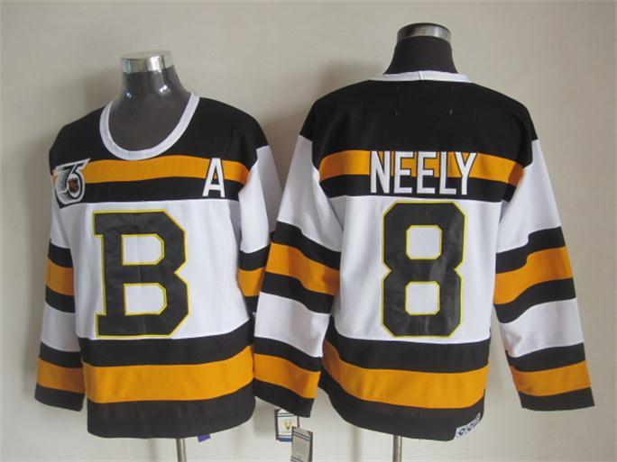 NHL Boston Bruins #8 Neely White New Jersey 75th Patch