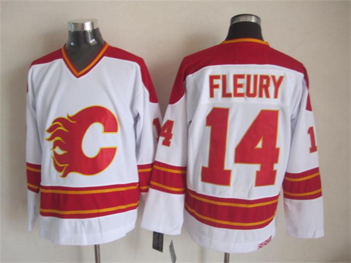 NHL Calgary Flames #14 Fleury White Jersey