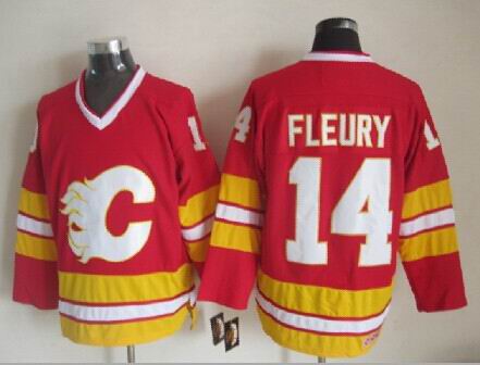 NHL Calgary Flames #14 Fleury Red Jersey