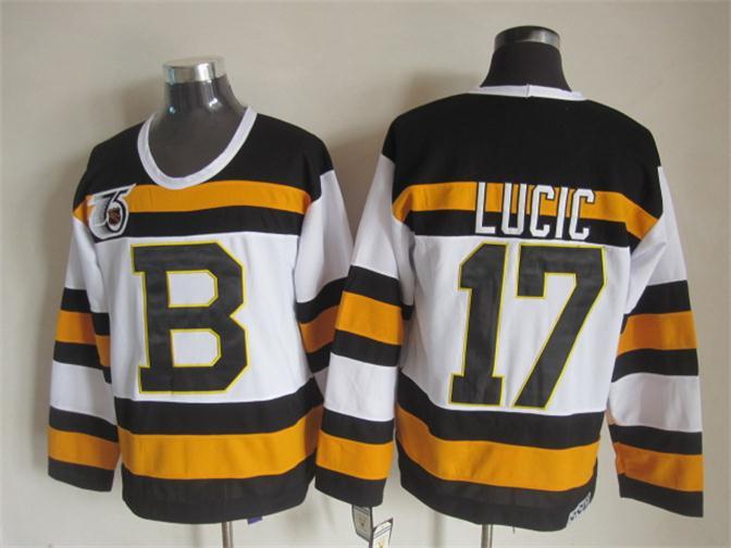 NHL Boston Bruins #17 Lucic White New Jersey 75th Patch