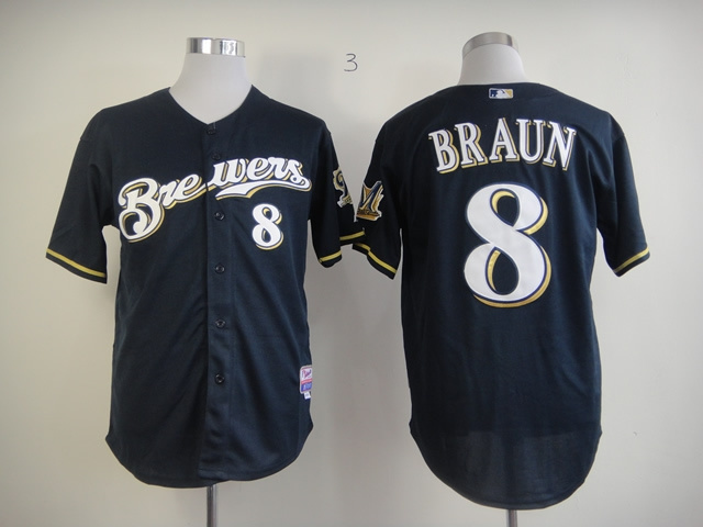 MLB Milwaukee Brewers #8 Braun Blue Cool Base Jersey