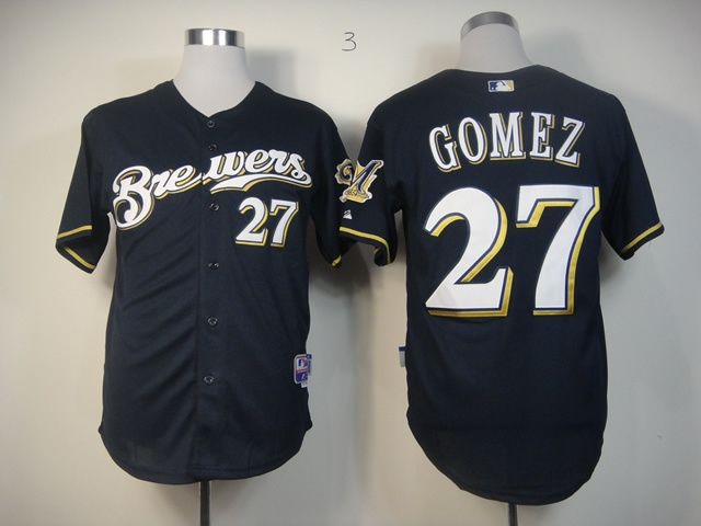 MLB Milwaukee Brewers #27 Gomez Blue Cool Base Jersey