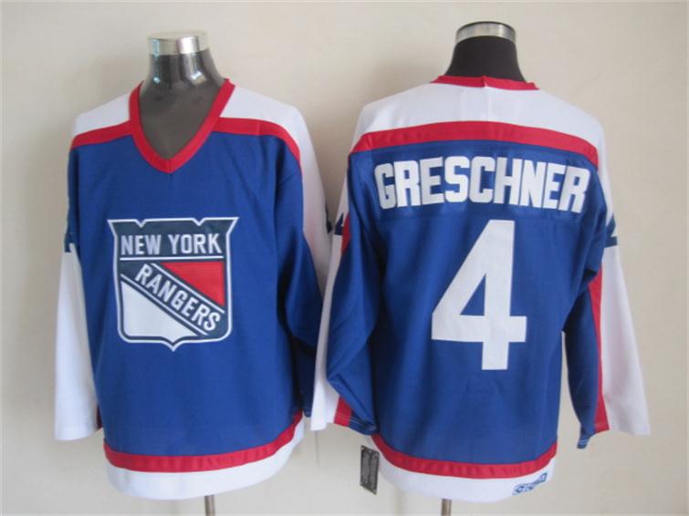 NHL New York Rangers #4 Greschner Blue Jersey