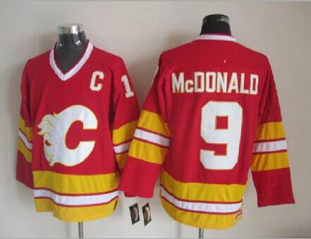 NHL Calgary Flames #9 McDonald Red Jersey with C Patch