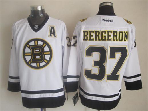 NHL Boston Bruins #37 Bergeron White New Jersey with A Patch