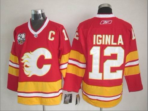 NHL Calgary Flames #12 Iginla Red Jersey with C Patch