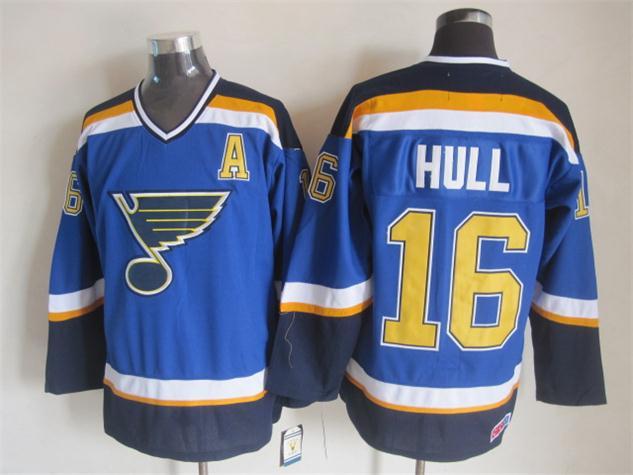NHL St. Louis Blues #16 Hull Blue Color Jersey with A Patch