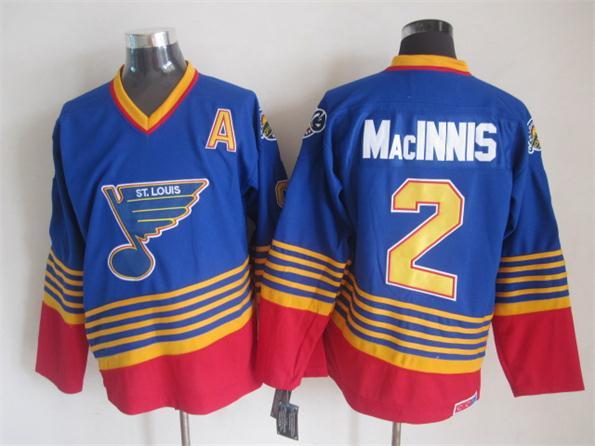 NHL St. Louis Blues #2 MacInnis Blue Jersey with A Patch