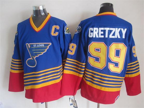NHL St. Louis Blues #99 Gretzky Blue Jersey with C Patch