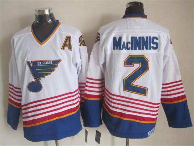 NHL St. Louis Blues #2 MacInnis White Jersey with A Patch