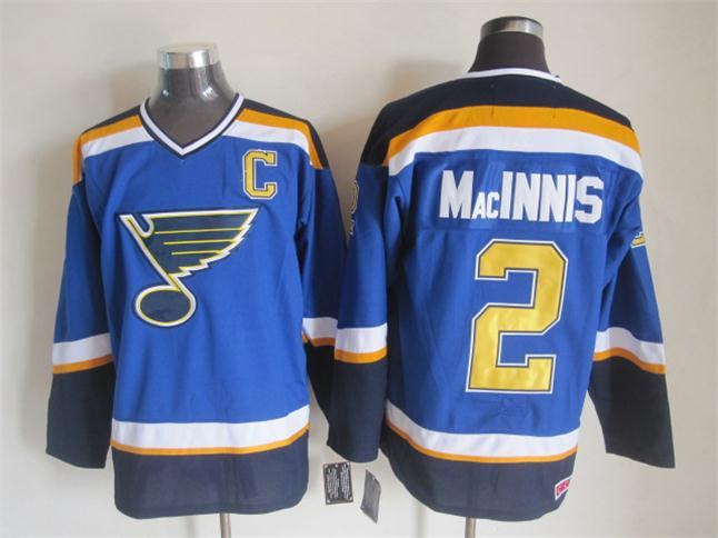 NHL St. Louis Blues #2 MacInnis Blue Jersey with C Patch
