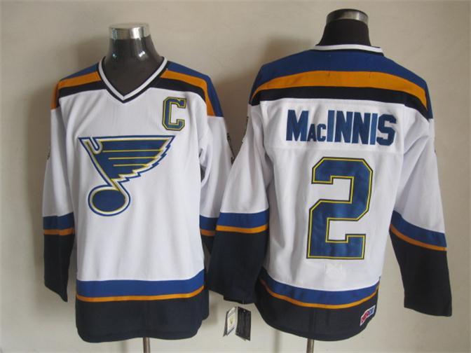 NHL St. Louis Blues #2 MacInnis White Jersey with C Patch