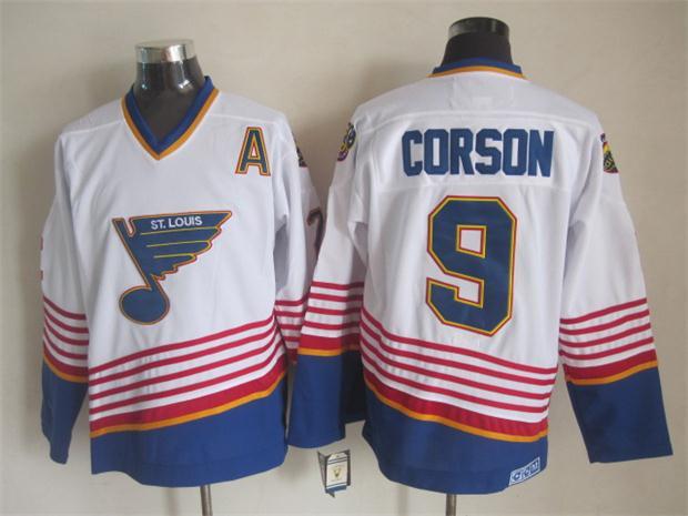 NHL St. Louis Blues #9 Corson White Jersey with A Patch