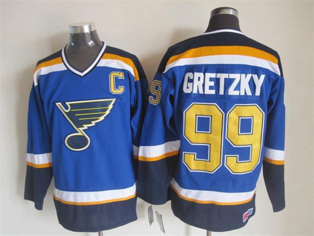 NHL St. Louis Blues #99 Gretzky Blue Color Jersey with C Patch
