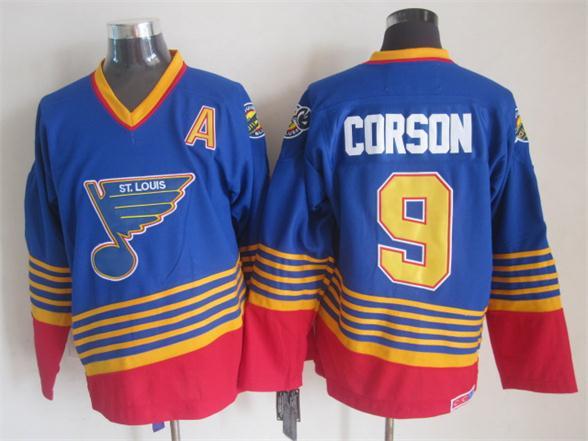 NHL St. Louis Blues #9 Corson Blue Jersey with A Patch