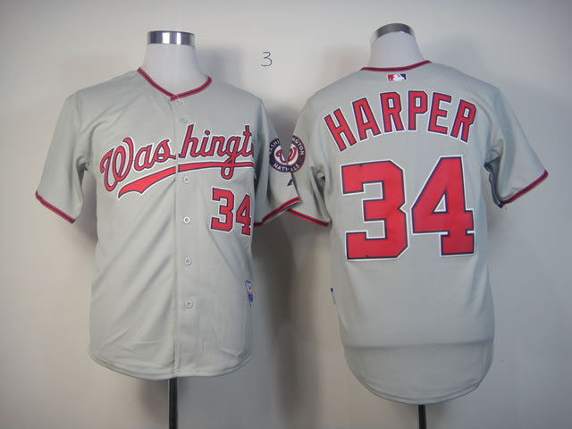 MLB Washington Nationals #34 Harper Grey Jersey