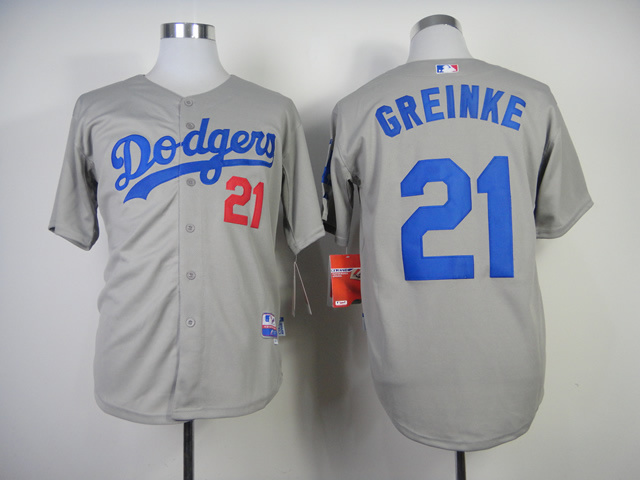 MLB Los Angeles Dodgers #21 Greinke Grey Jersey