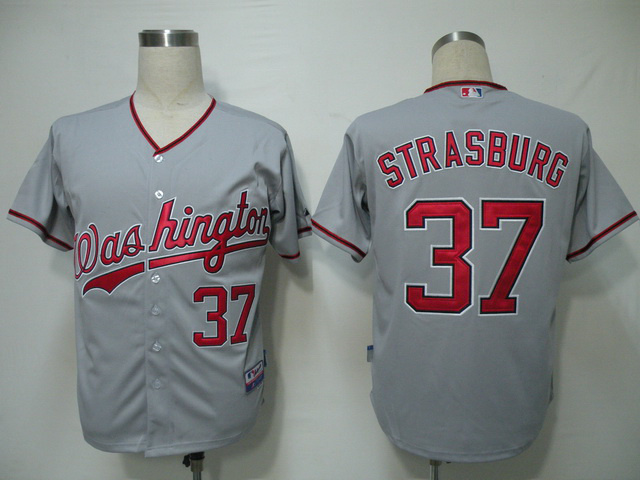 MLB Washington Nationals #37 Stephen Strasburg Grey Jersey