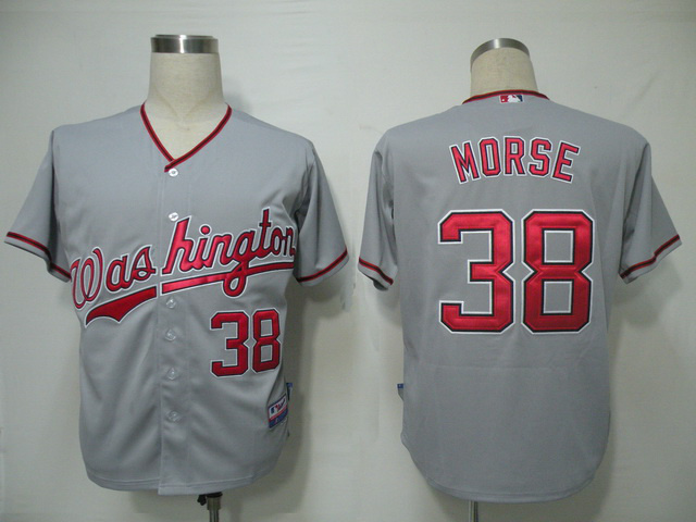 MLB Washington Nationals #38 Morse Grey Jersey