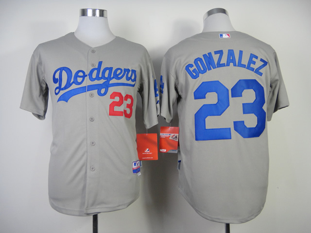 MLB Los Angeles Dodgers #23 Gonzalez Grey Jersey