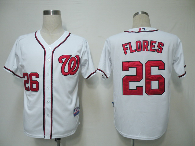 MLB Washington Nationals #26 Flores White Jersey