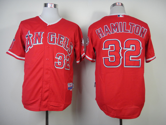 MLB Los Angeles Angels #32 Hamilton Red Jersey
