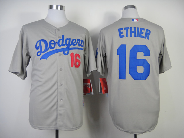 MLB Los Angeles Dodgers #16 Ethier Grey Jersey