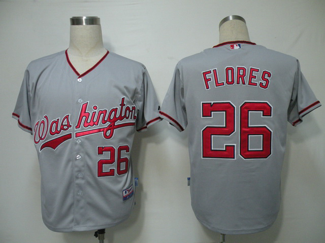 MLB Washington Nationals #26 Flores Grey Jersey