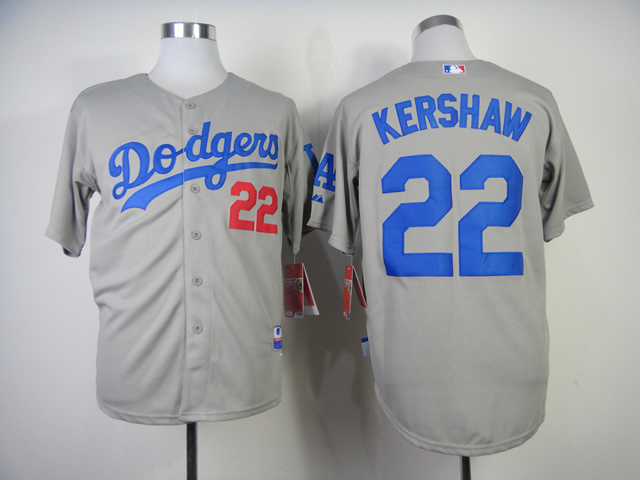 MLB Los Angeles Dodgers #22 Kershaw Grey Jersey