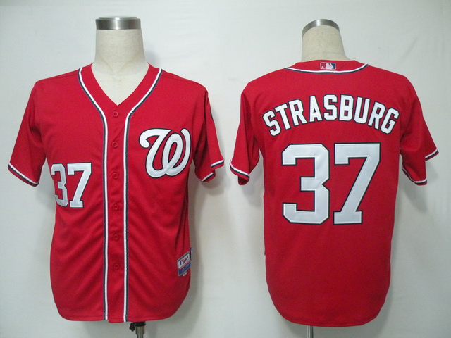 MLB Washington Nationals #37 Stephen Strasburg Red Jersey