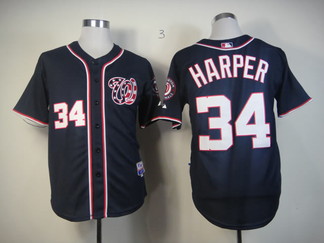 MLB Washington Nationals #34 Harper Blue Jersey