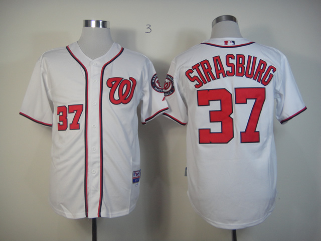 MLB Washington Nationals #37 Strasburg White Jersey