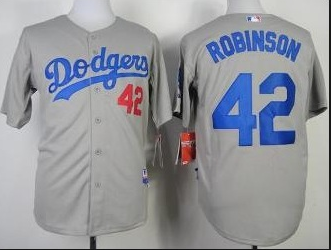 MLB Los Angeles Dodgers #42 Robinson Grey Jersey