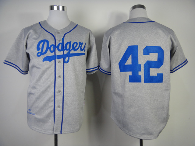 MLB Los Angeles Dodgers #42 Robinson Grey 1955 Jersey