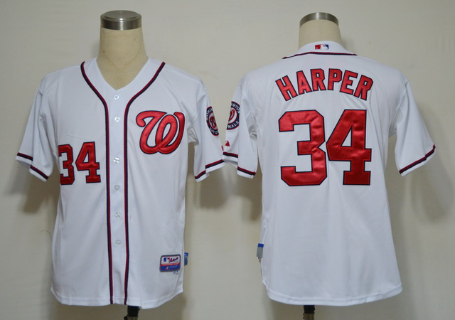 MLB Washington Nationals #34 Harper White Jersey